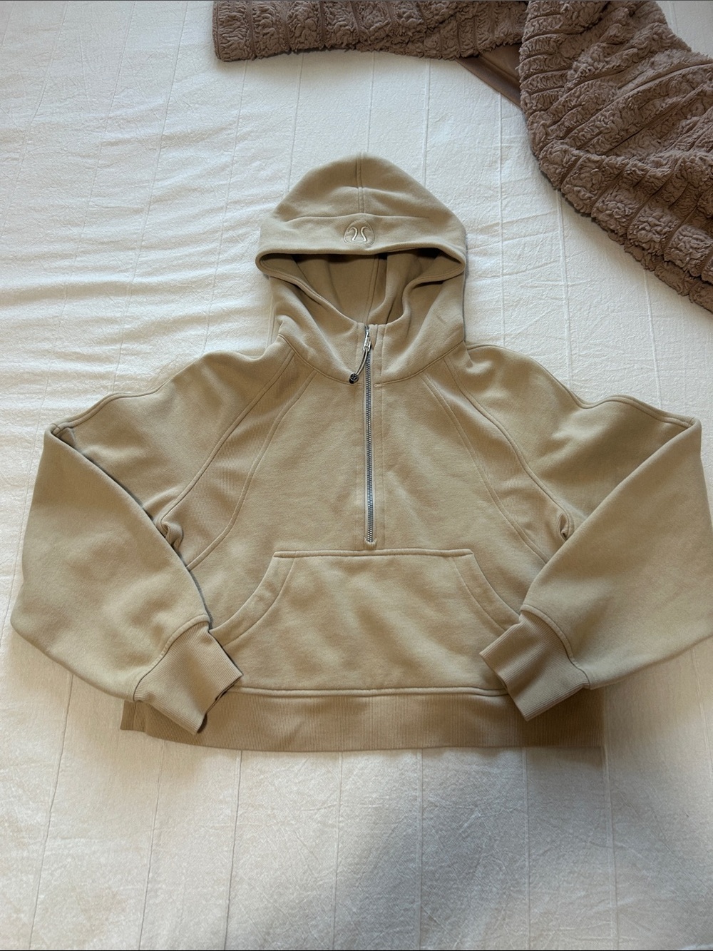 Lululemon Scuba Oversized Half-Zip Hoodie in a beige Clean Girl Neutral